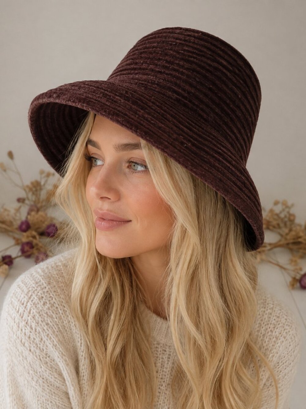 Jessica Dark Brown Bucket Hat One Size 100% Acrylic